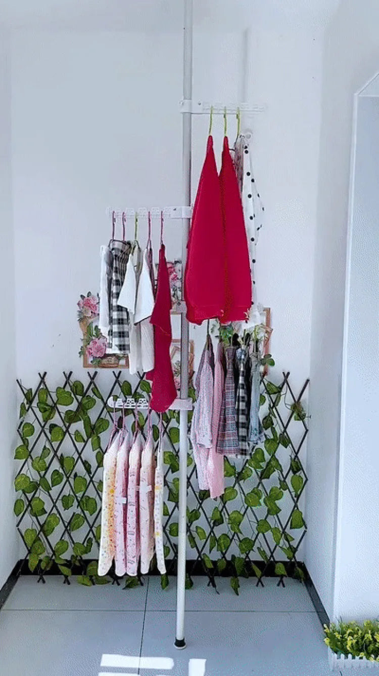 Household Flooring drying rack indoor telescopic pole drying rack Balcony Window Retractable drying rod Fixed Hanging Coat Racks