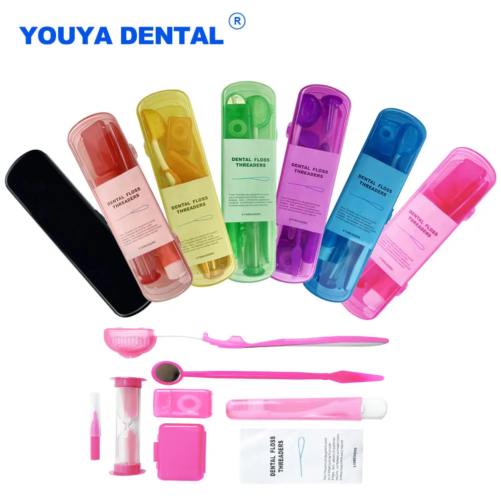 Dental Oral Care Tool Kit Orthodontic Teeth Cleaning Whitening Tool Portable Interdental Brush Foldable Dental Mirror Toothbrush