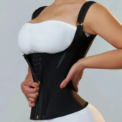 Body Shaper Shapewear Women Vest Tops Double Compression Waist Trainer Corset Adjustable Zipper and Hook-eyes