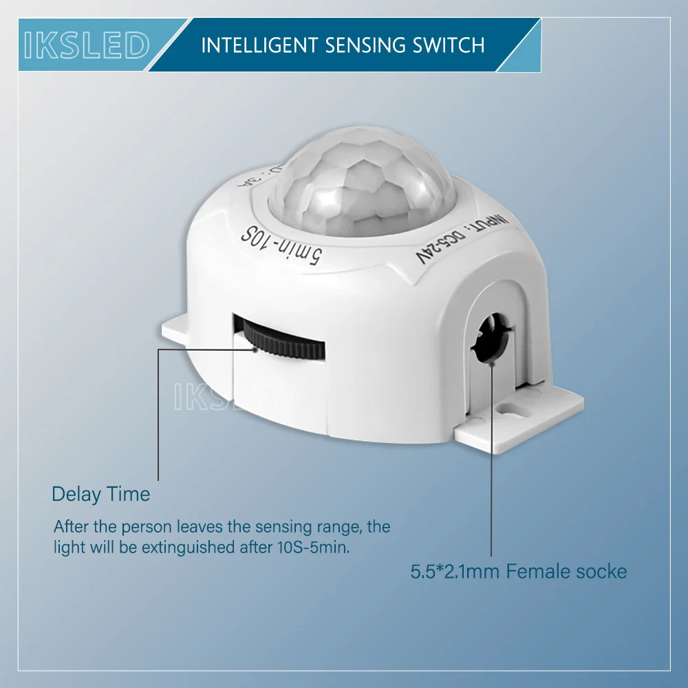 Smart Motion Sensor Light Switch Adjustable Timer, Automatic Movement Detector PIR Infrared Human Controller LED Strip Light