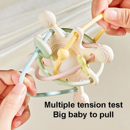 Baby Silicone Hand Catching Ball Baby Chewing Teether Toy Hand Bell 0-12 Months Newborn Sensory Educational Toys Infant Gift