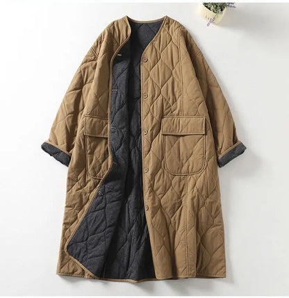 Oversized Women Parkas Overcoat New  Autumn Winter Lightweight Down Cotton Jacket Female Long Warm Padded Jacket Single-breasted