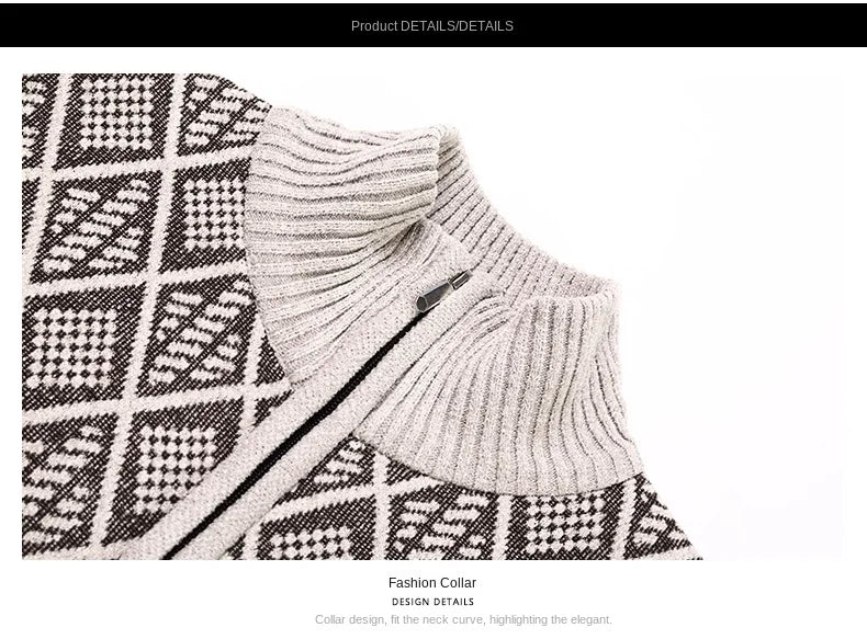 Top Quality Thick Velvet Zip Up New Brand Fashion Knit Cardigan Korean Sweater Casual Japanese Coats Jacket Mens Clothes 2025