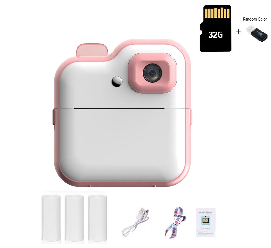 Kids Thermal Print Camera Instant Photo Printing Camera 1080P HD Digital Camera Toys Parent-child Interaction Camera Toys Gifts