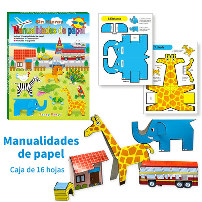 16 - Piece Origami Kit for Babies: Fun Animal - themed DIY Craft Set Kids Learning