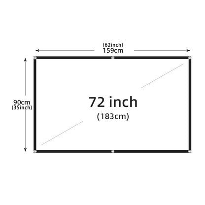 60-200 Inch Portable Foldable Projector Screen High Density White Less Creases Soft Projection Screen 16:9 Indoor Outdoor