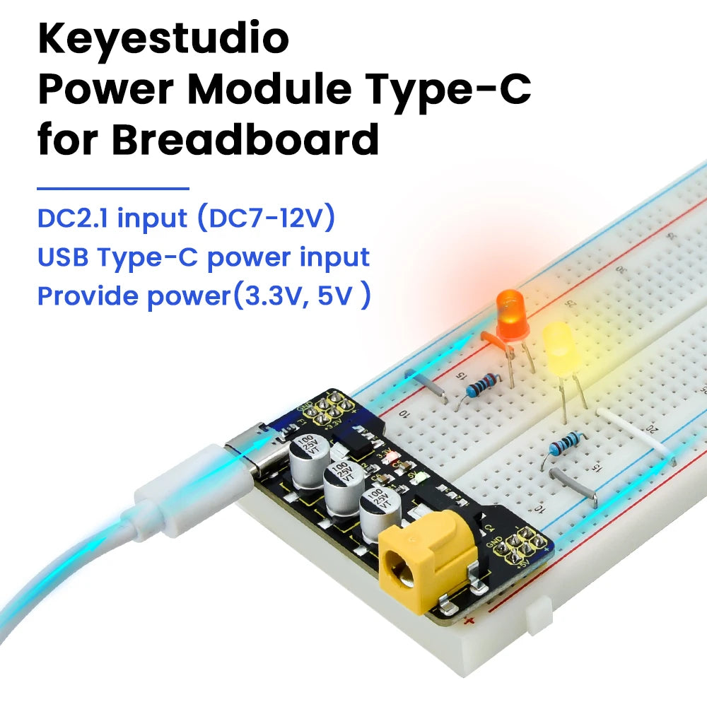 Keyestudio Power Module Type-C for Breadboard Diy Kit Electronics Accessories