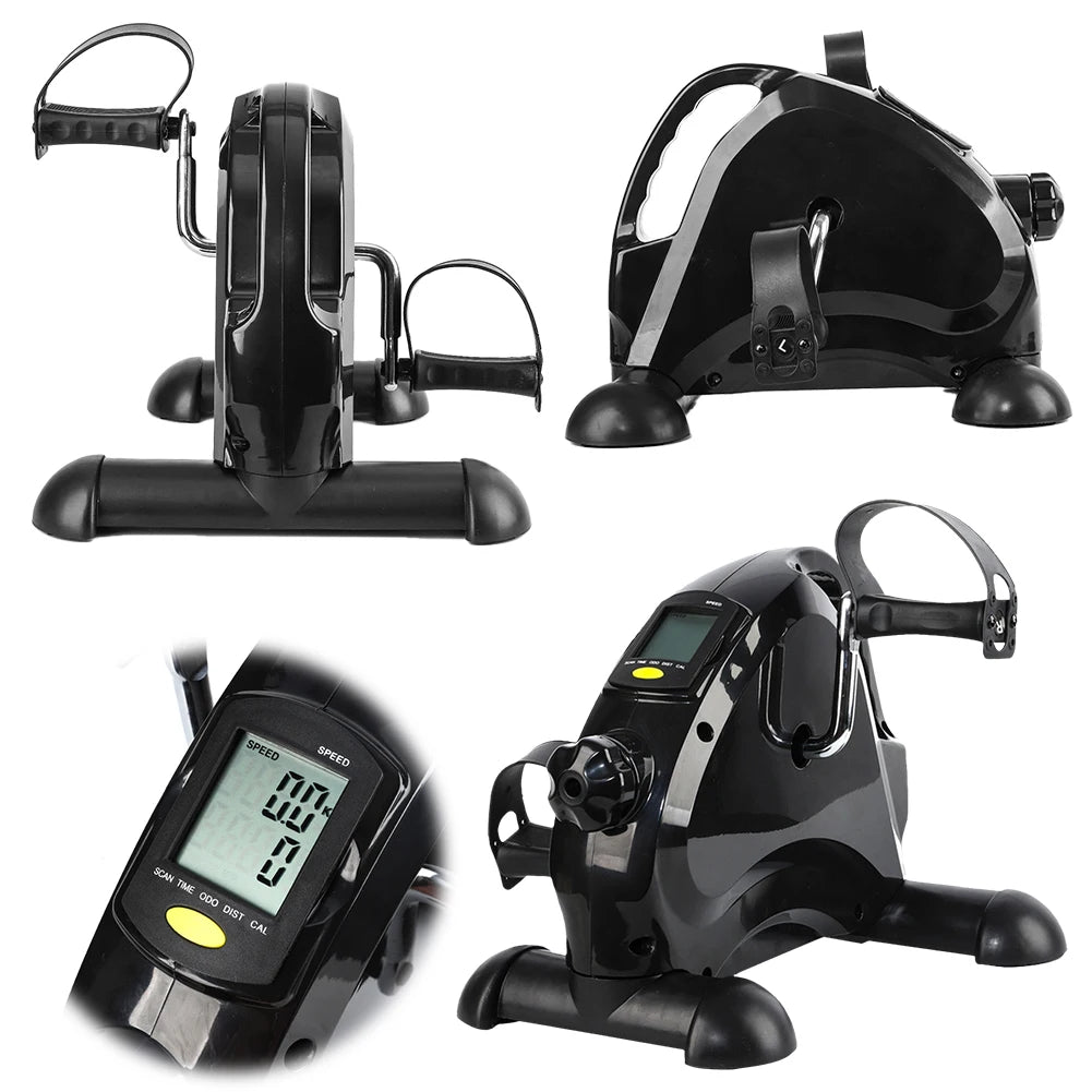 Mini Exercise Bike Arm and Leg Trainer Adjustable Foot Pedal Exercise Machine LCD Display Portable Pedal Trainer for Home Office