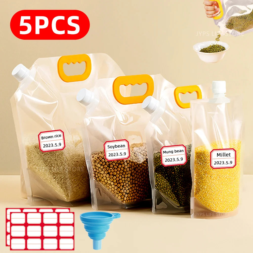 Reusable Grain Storage Bag Portable Rice Sealed Bag  Kitchen Moisture-Proof Insect-Proof Organizer Food-Grade Bags