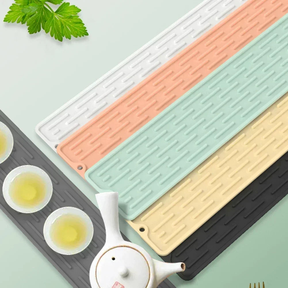 Silicone Dish Drying Mat Anti Slip Sink Storage Kitchenware Sink  Protection Mat Tray Bathroom Gadget Countertop Mat Organizer