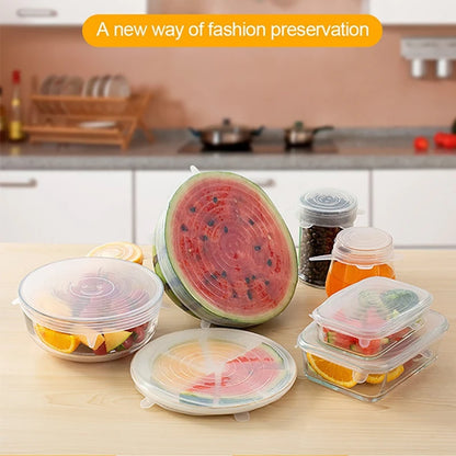 Silicone Food Preservation Cover Stretch Lids Keeping Fresh Seal Bowl Microwave Lids Reusable Plastic Wrap Kitchen Accessories