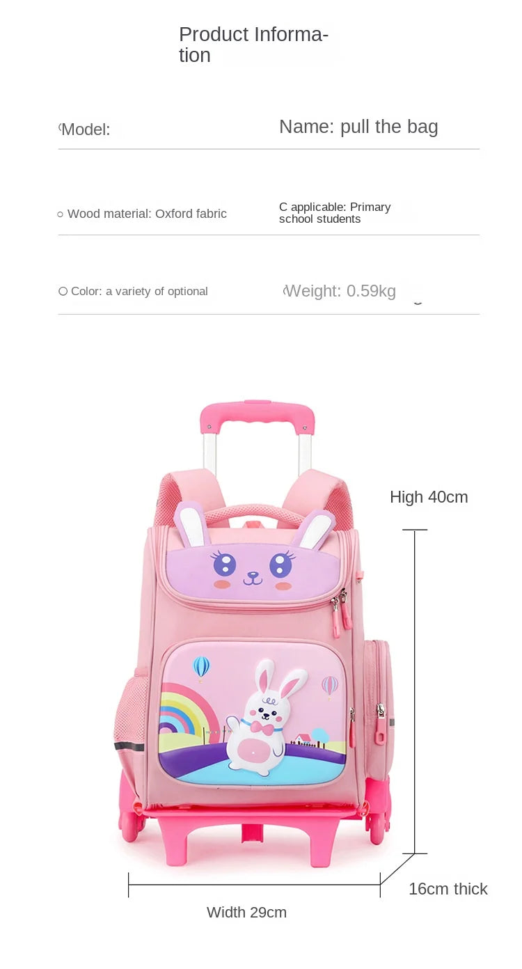 Kids Trolley Backpack For Girls Primary School Rolling Backpack for Boys School bag with Wheels School Wheeled Backpack Book Bag