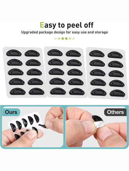 5pairs Eyeglasses Anti Slip Nose Pads Soft Silicone Adhesive Glasses Nose Pads for Plastic Frame Glasses Sunglasses(Black/White)