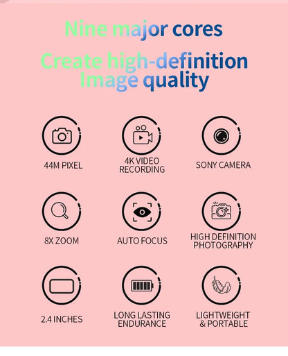 4K Digital Camera 44 Megapixels High-Definition Photography Travel Selfie Camera Entry-Level Small Students Campus Selfie camera