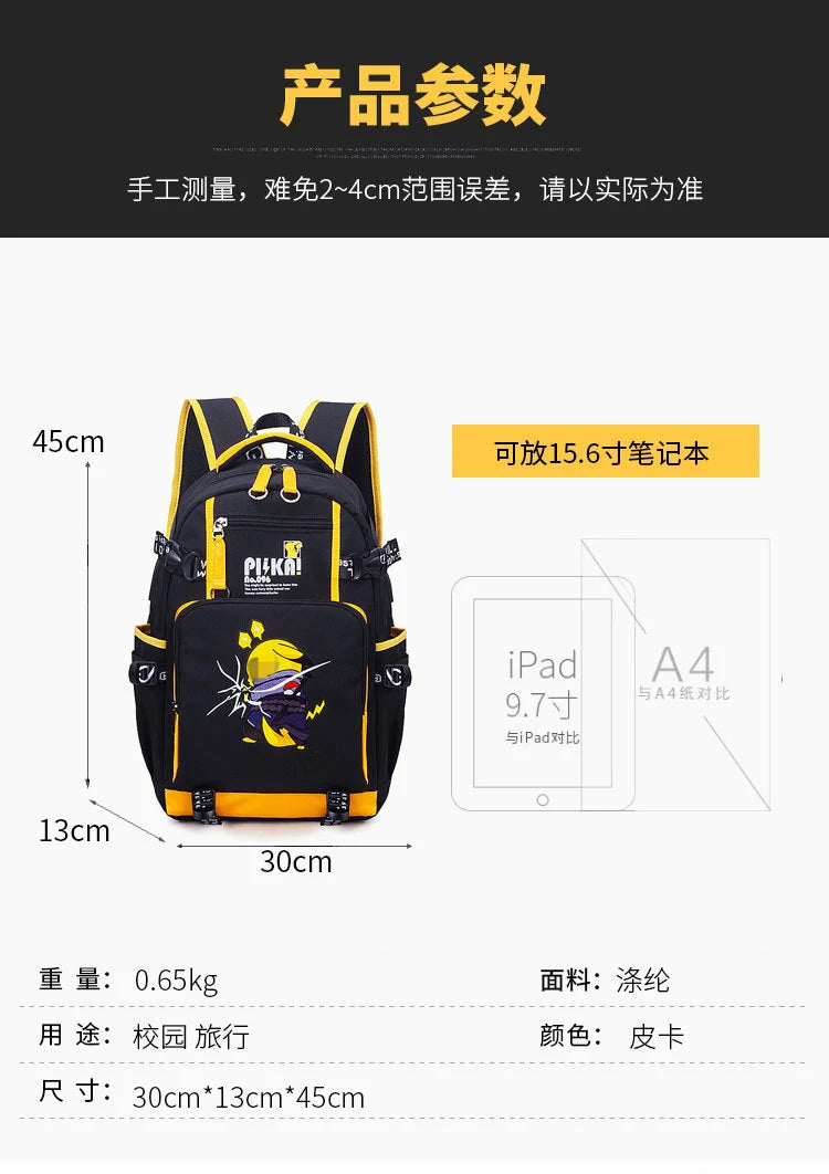 TAKARATOMY Backpack Trolley School Bag Pikachu School Bag Stationery Storage Backpack Multifunctional Travel Bag School Season