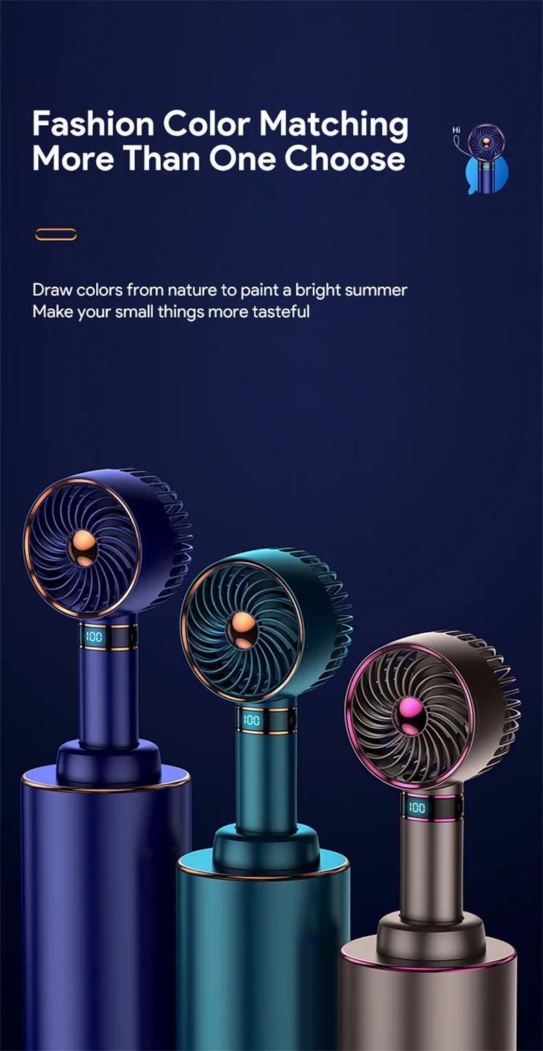 Hand Fan 2024 New Handheld Mini Fan USB 5000mAh Rechargeable Mini Portable Small Pocket Fan Data Display