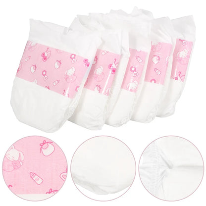 5pcs 18x12cm Reusable Diapers For Baby Dolls Kids Pretend Play Toy Baby Diapers Supplies Suitable For 30cm Dolls