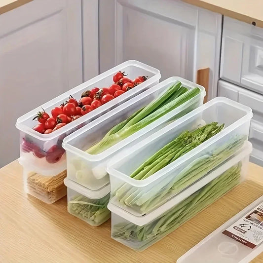 1pc Long Rectangular Food Storage Containers, Plastic Reusable Refrigerator Organizer Boxes Kitchen Accessories