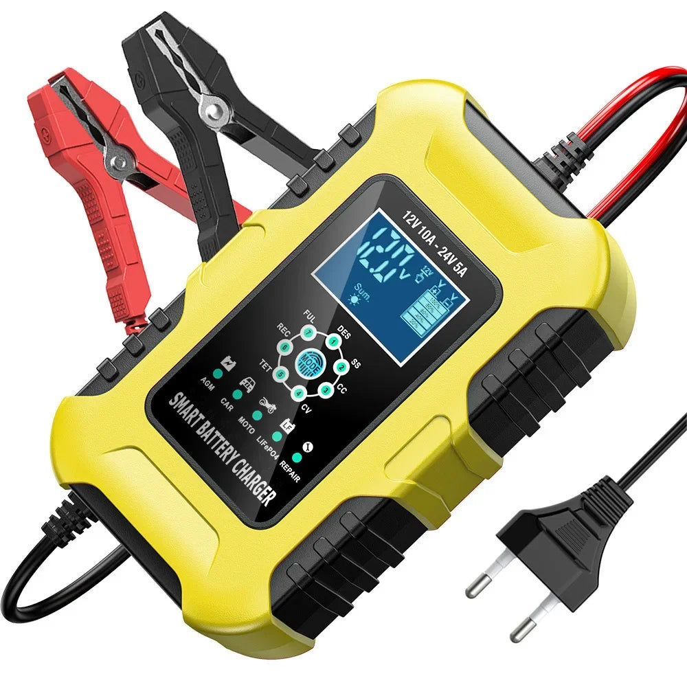 Car Battery Chargers 12V/10A 24V/5A Full Automatic AGM Wet Smart Battery Chargers Maintainer Portable Battery Chargers