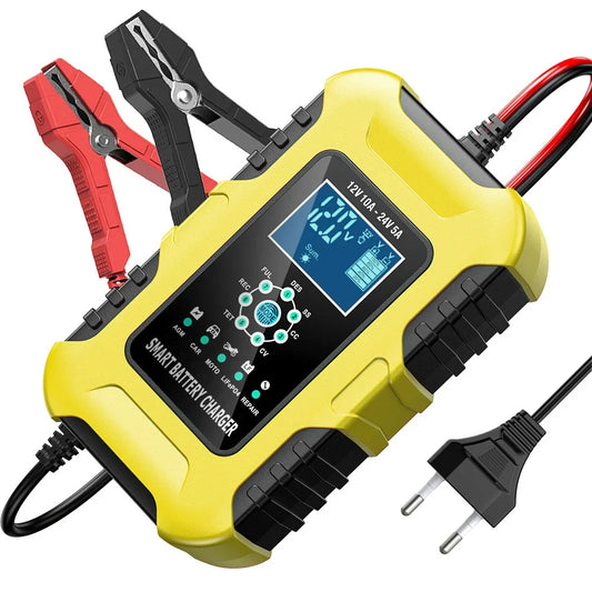Car Battery Chargers 12V/10A 24V/5A Full Automatic AGM Wet Smart Battery Chargers Maintainer Portable Battery Chargers