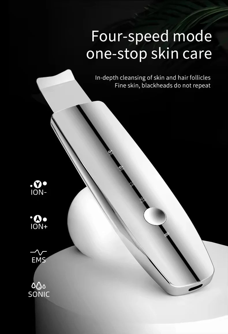 Home Use Ultrasonic Skin Scrubber Blackhead Remover Tool for Face Pore Cleaner with 2 Modes Waterproof Facials Skin Care Product
