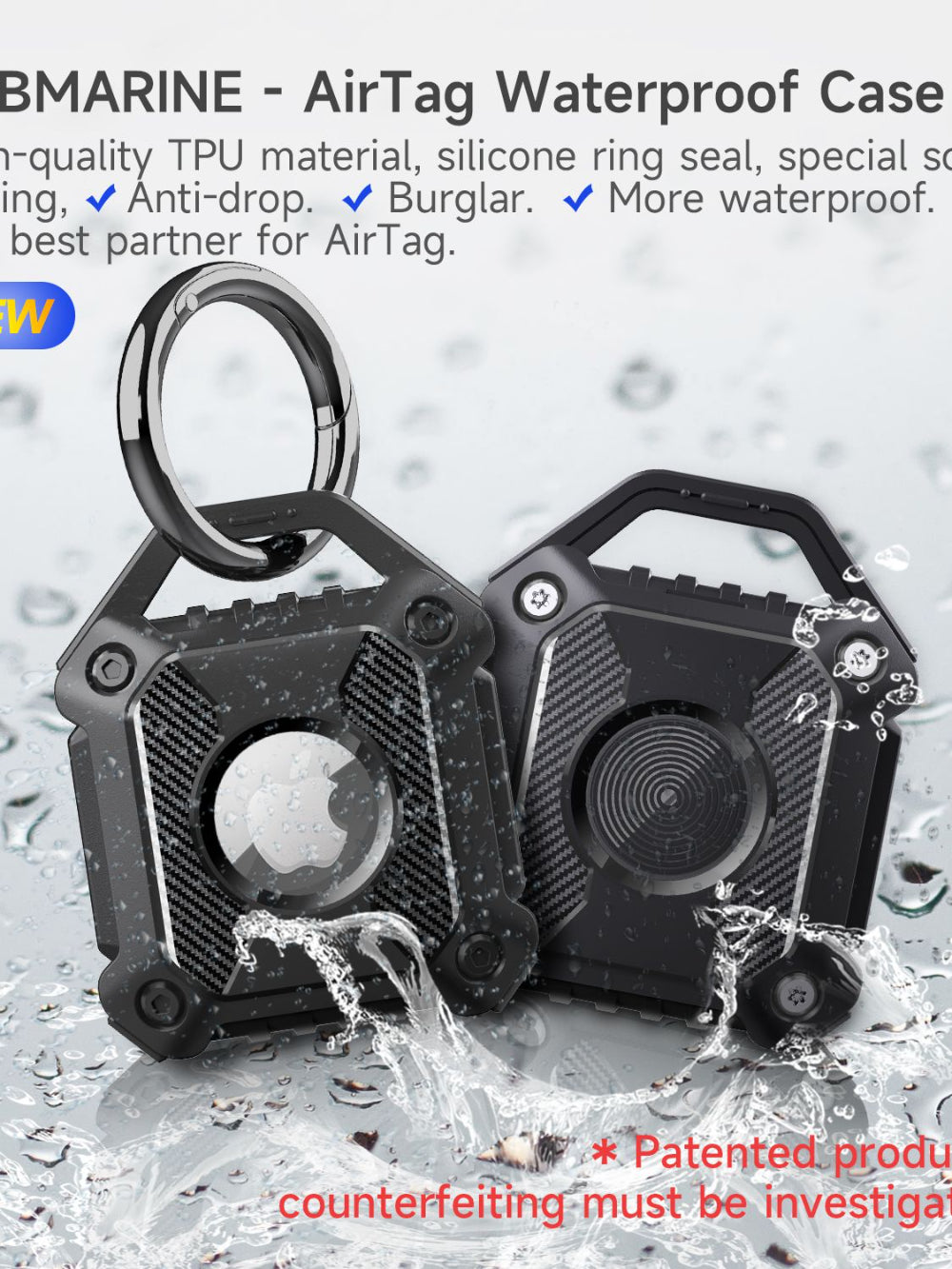 Waterproof Airtag Keychain Holder Case,Screw Full Cover Compatible with Apple AirTag Tracker Key Ring