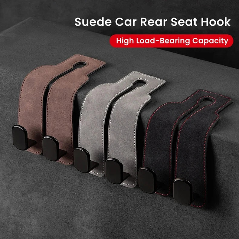 Universal Car Seat Headrest Hook 2 in 1 Soft Leather Car Seat Back ABS Hook for Purse Bag Backpack Double Hook Car Seat Hanger