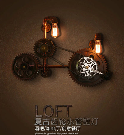 Industrial Style Wall Lamp Living Room Personalized Creative Gear Water Pipe Bedroom Decorative Wall Hangings Wall Retro Lamps