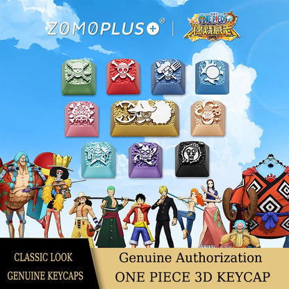 Zomoplus One Piece Metal Keycap Aluminum Artisan Keycap for Mechanical Keyboard Officially Licensed Anime Gaming Keycap