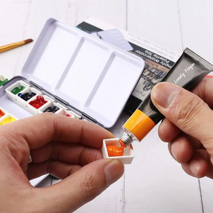 Art Supplies Creative Empty Paint Palette Watercolor Storage Case Pigment Box Grids Slots Painting Tools Drawing Supplies