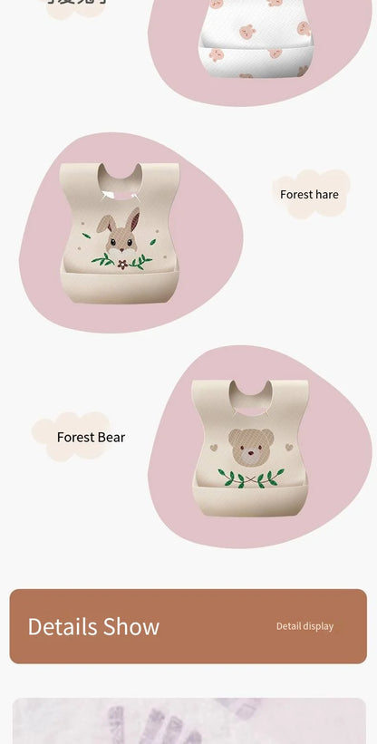 50-Pack Disposable Bibs for Babies Aged 6 Months to 2 Years Cartoon Bear Feeding Bib for Boy Girl Non-woven Drool Towel