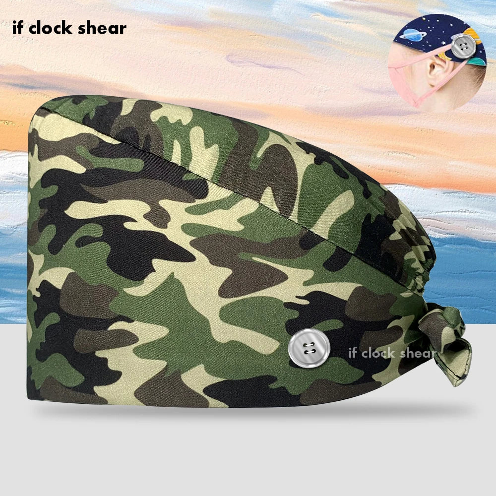 Printing Clinic Pharmacy Work Hat Dentistry Operating Room Doctor Scrubs Hats Adjustable Medical Nurse Accessories Surgical Caps