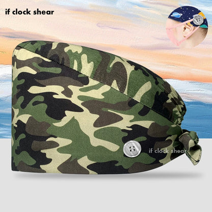 Printing Clinic Pharmacy Work Hat Dentistry Operating Room Doctor Scrubs Hats Adjustable Medical Nurse Accessories Surgical Caps