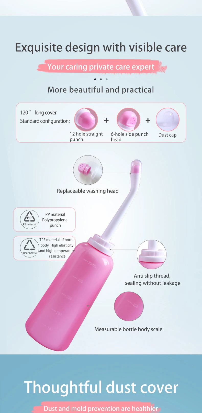 500ml Portable Bidet Spray Handheld Travel Bidet for Pregnant Women Baby Cleansing Water Washer Bottle Baby Showers Mom Bottle