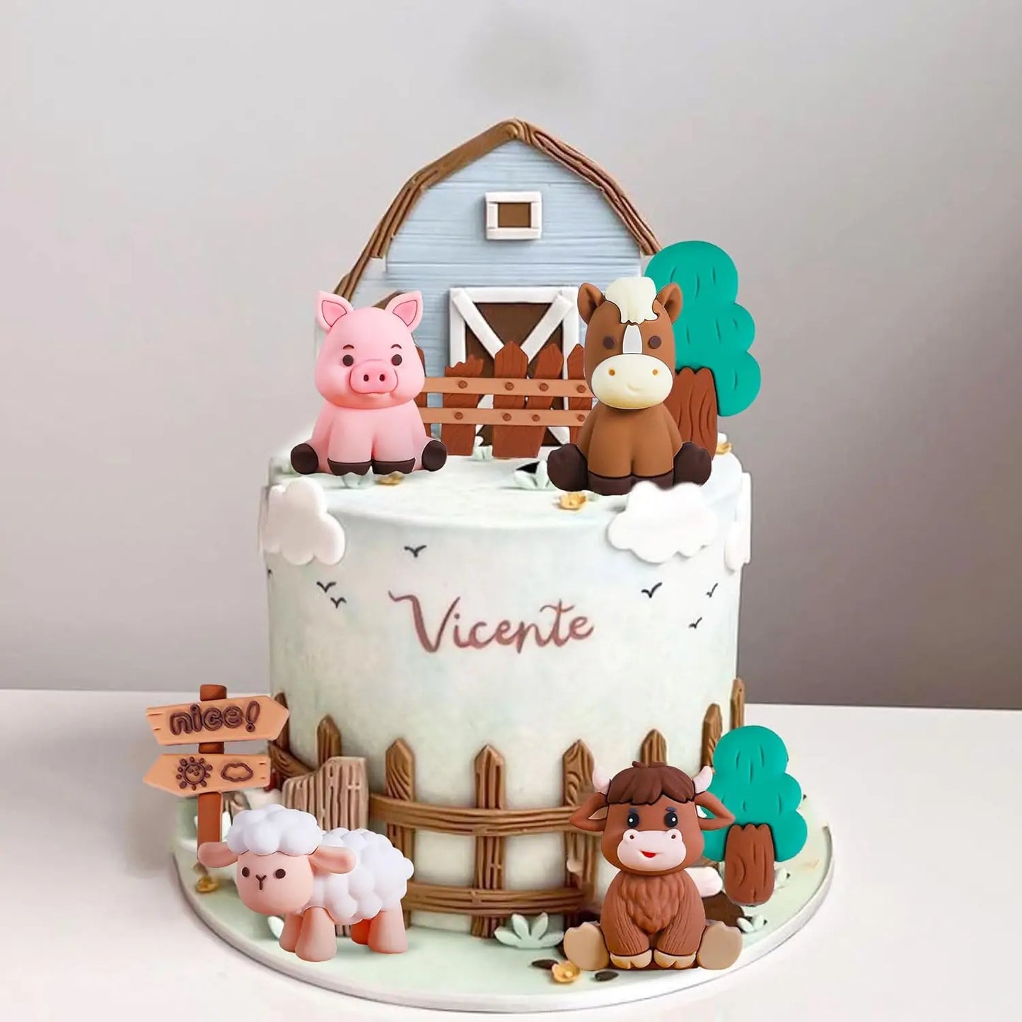 Farm Animal Cake Decoration Farm Birthday Cake Toppers Cow Pig Cake Topper for Farm Animal Baby Shower Birthday Party Decoration