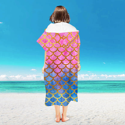 Beach Towel with Hood for Men and Women Hooded Towels Bath Robe for adult Quick Dry Lightweight Soft Microfiber Poncho Swim Robe