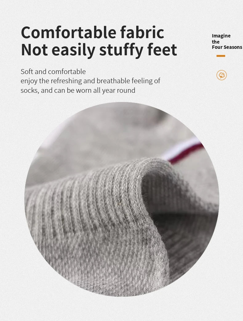 5 Pairs/pack of "Sports" MEN'S Summer Socks, Personalized Boat Socks, Breathable Mesh, Youth Student Socks, Mixed Colors