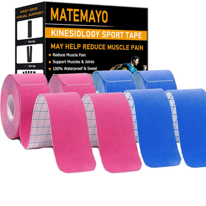 4 Rolls Kinesiology Tape Pro Athletic Sports Tape 80 Precut Strips Sports Waterproof Breathable Latex Free Elastic Sports Tape
