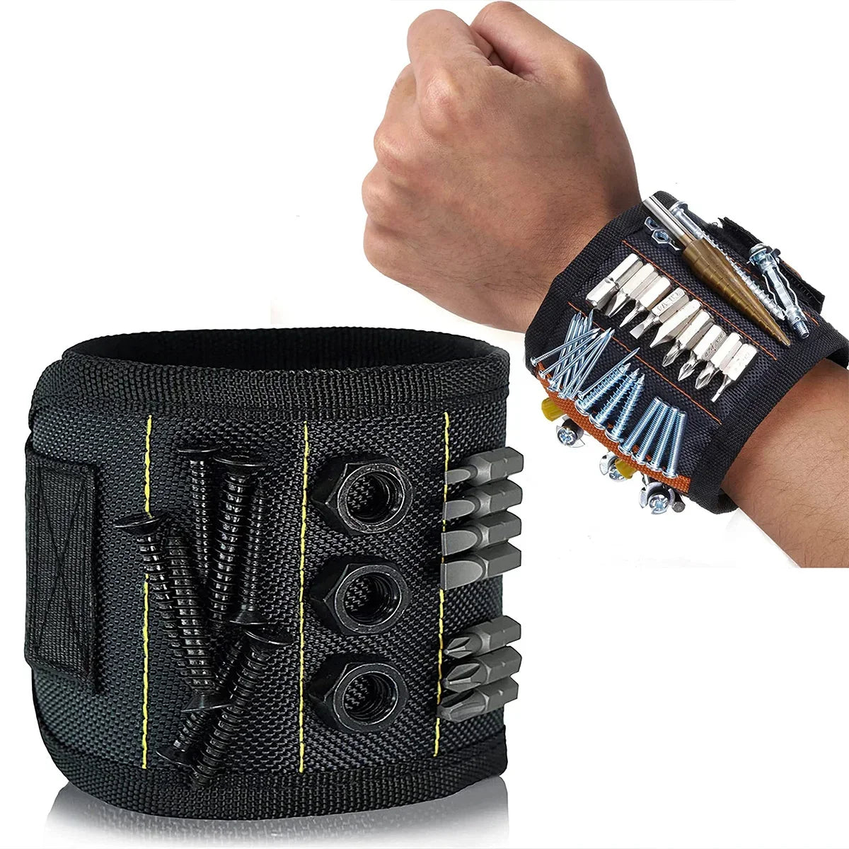 Powerful magnetic tool magnetic wristband - used to secure screws, nails, drill bits, and strong magnetic wrist tool kits parts