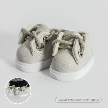 Labubu 17cm  Shoes Fashion labubu Canvas Shoes Clothes Cartoon Baby Canvas Leather Shoes Doll Universal Clothing Accessories