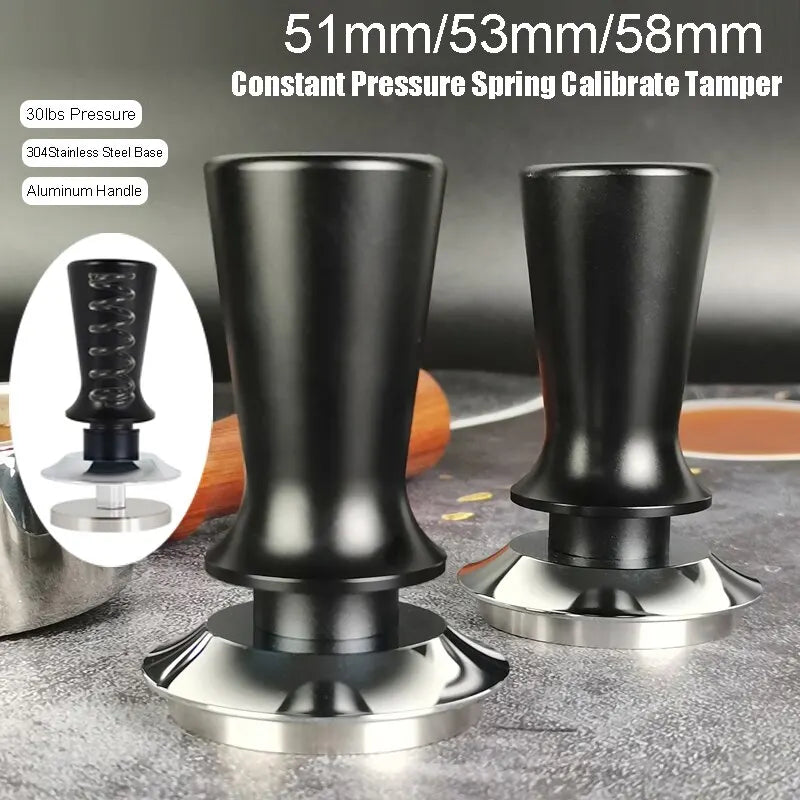 51mm 53mm 58mm Espresso Tamper Barista Coffee Tamper with Calibrated Spring Loaded Stainless Steel Tampers