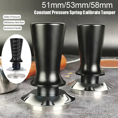 51mm 53mm 58mm Espresso Tamper Barista Coffee Tamper with Calibrated Spring Loaded Stainless Steel Tampers
