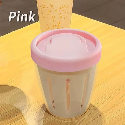 Salad Cup With Fork Cylindrical Plastic Fruit Cup Multifunctional Drainage Function Salad Container, Portable Lunch Box