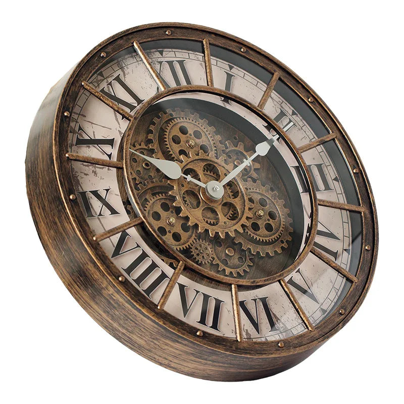 Fashions Gears Wall Clock Industrial Retro Wall Clock Living Room Decorative Wall Clock Stylish Silent Wall Clock Quartz Clock