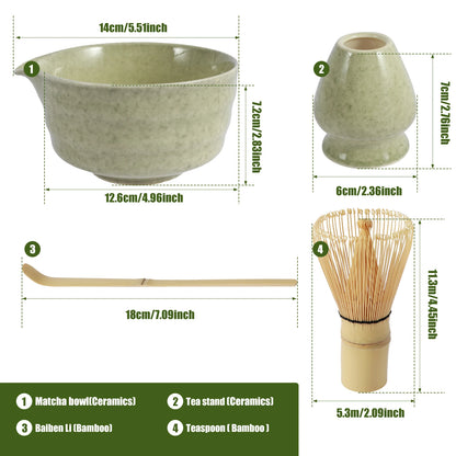 Matcha Making Kit Japanese Tea Set Scoop (Chashaku）Matcha  (Chasen) Tea Set with Ceramic Bowl Bamboo Accessories for Tea Lovers