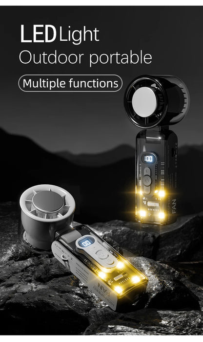 Portable Mini Fan Handheld Fan With Display High Speed Turbo Strong Wind 3600mAh USB Rechargeable Folding Fans For Home Outdoor