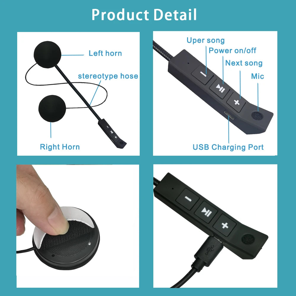 Bluetooth Motorcycle Helmet Headset BT5.0 Wireless Riding Headphone Automatic answering of incoming calls Moto Earphone