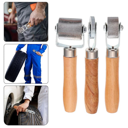 3 pcs Repair Tool Wooden Handle Rollers Pressing Wheel Tire Repair Compaction Roller Portable Durable Car Repair Tool
