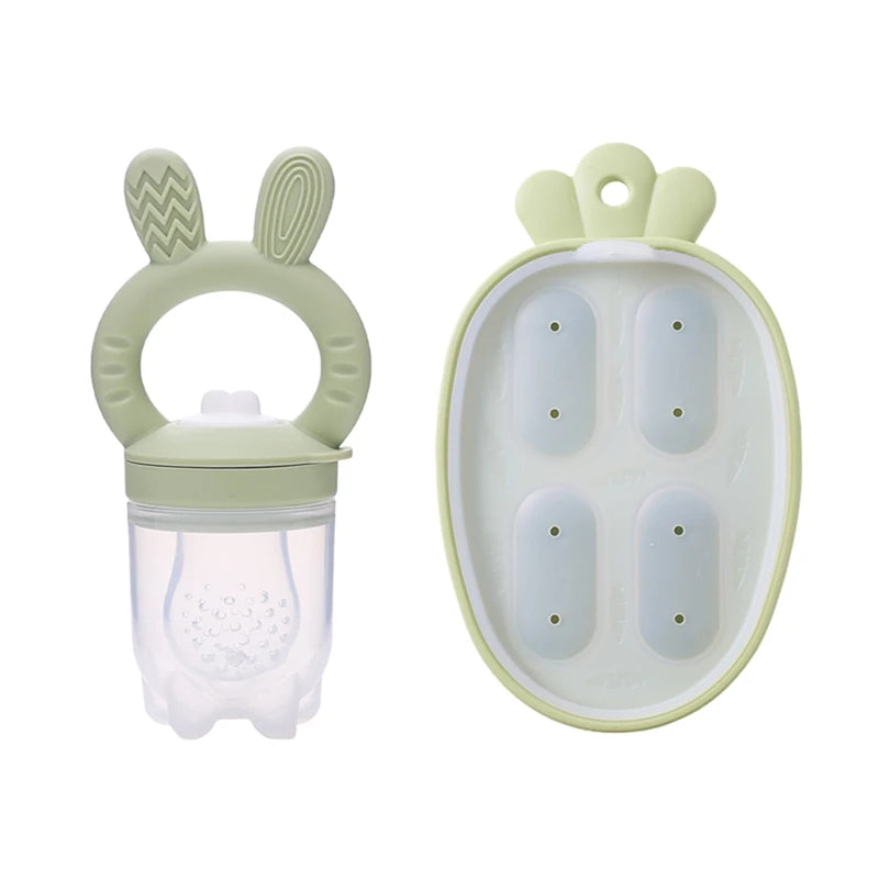 Bunny Animal Design Fruit Feeder Set Breast Milk Freezer Tray Food Soup Silicone Vegetable Feeder Nursing Toddler Teething Toy