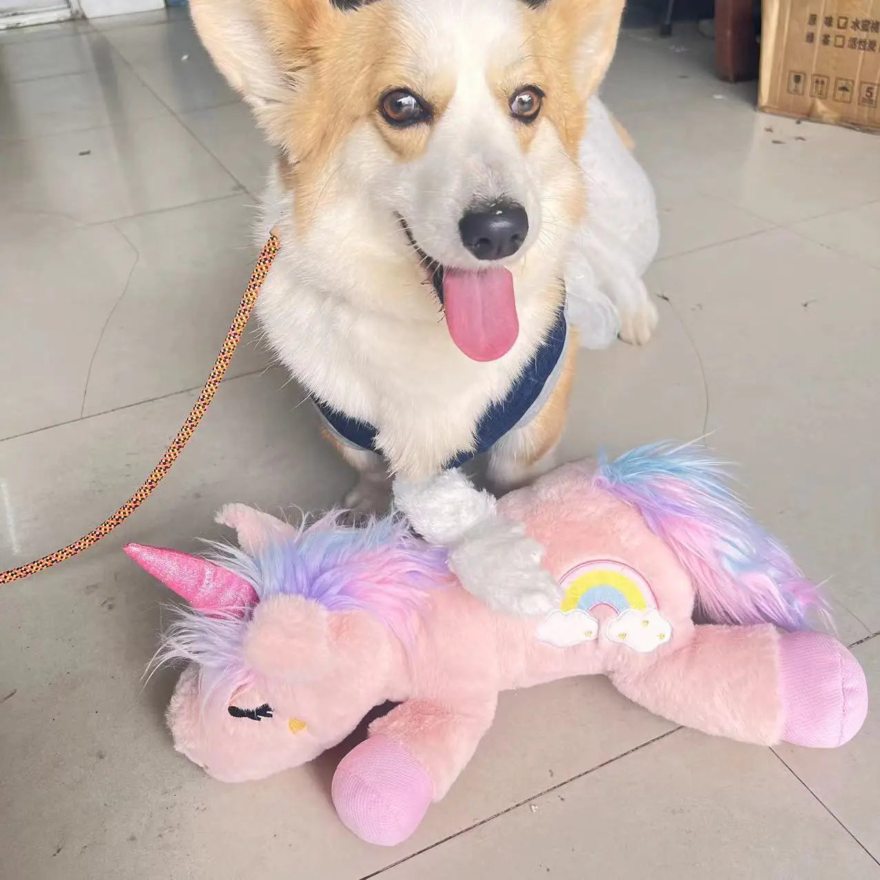 PETFULED Unicorn Heartbeat Dog Toys Plush Toys Comfort Puppy Toys Stress Reducing Sleep Aid Crate Toys, Durable Chew Toys for Do